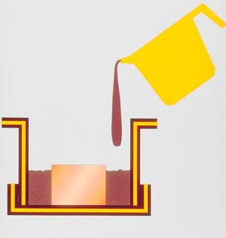 使用环氧树脂的冷镶嵌工艺示意图。