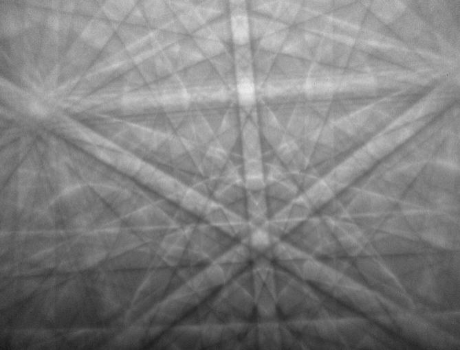 EBSD pattern from Ni collected using variable pressure, at 10 Pa chamber pressure EBSD pattern from Ni collected using variable pressure, at 10 Pa chamber pressure